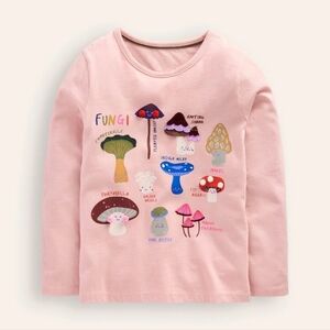 Mini Boden Pink Long Sleeve Mushroom Shirt